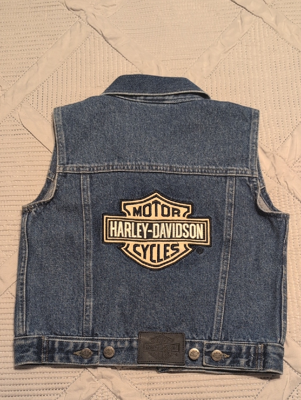🤘🏼🎱⚙️Vintage Harley-Davidson Blue Denim Vest with Patch